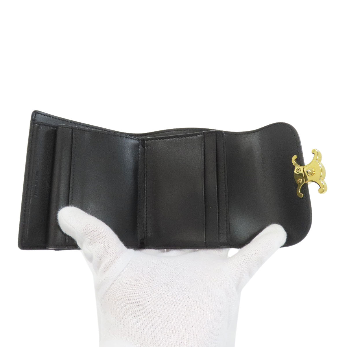 CELINE Small flap wallet Triomphe Bifold Wallet with Coin Pocket Leather Ladies [Used]
