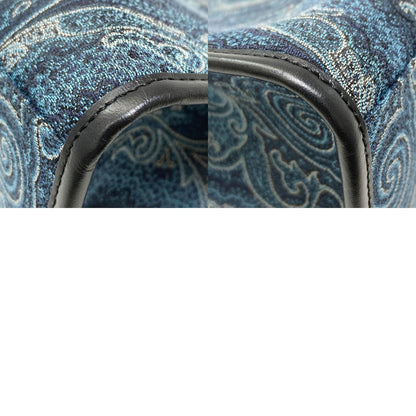 ETRO Paisley pattern cat embroidery Tote Bag Canvas LeatherLadies [Used]