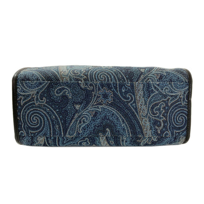 ETRO Paisley pattern cat embroidery Tote Bag Canvas LeatherLadies [Used]