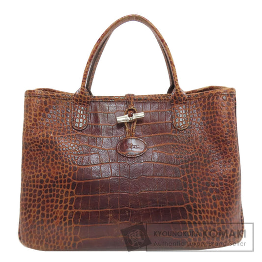 Longchamp Le Roseau embossed Handbag Leather Ladies [Used]