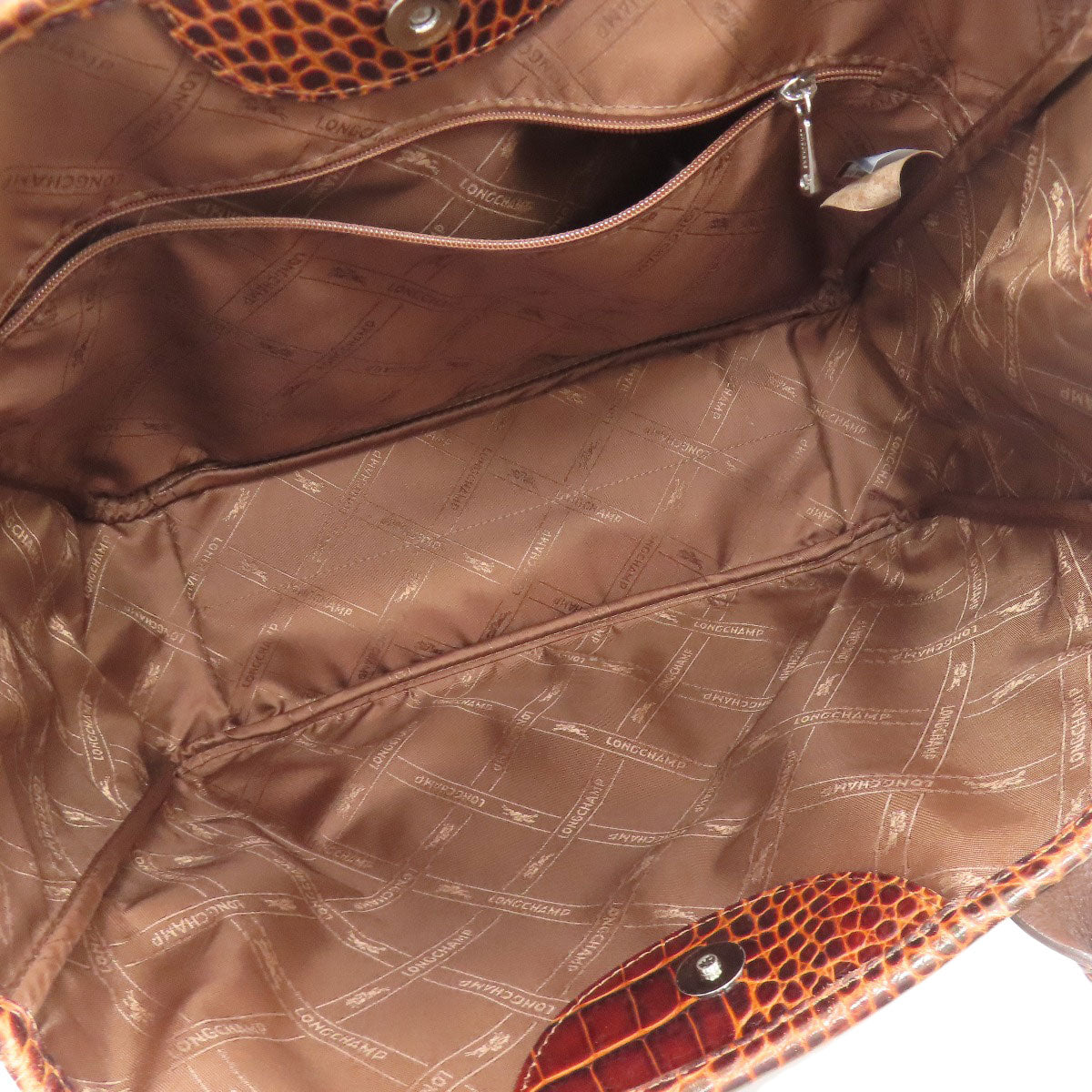 Longchamp Le Roseau embossed Handbag Leather Ladies [Used]