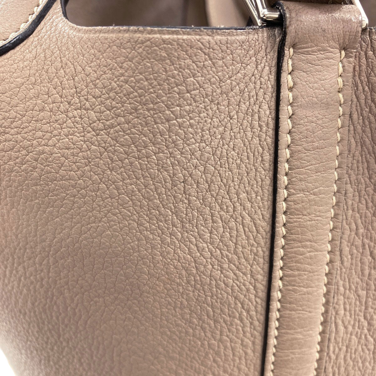 HERMES PicotinPM Turtledove Grey SilverHardware Handbag Chevre Ladies [Used]