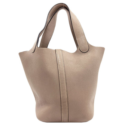 HERMES PicotinPM Turtledove Grey SilverHardware Handbag Chevre Ladies [Used]