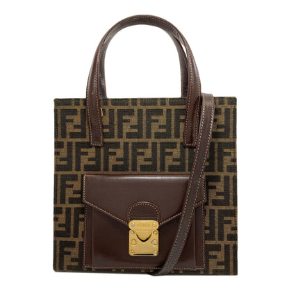 FENDI Zucca pattern 2WAY Handbag Canvas LeatherLadies [Used]
