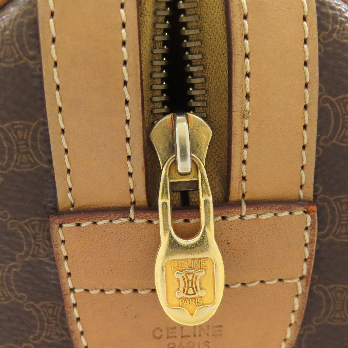 CELINE Mini Boston bag, Macadam pattern Handbag PVC LeatherLadies [Used]