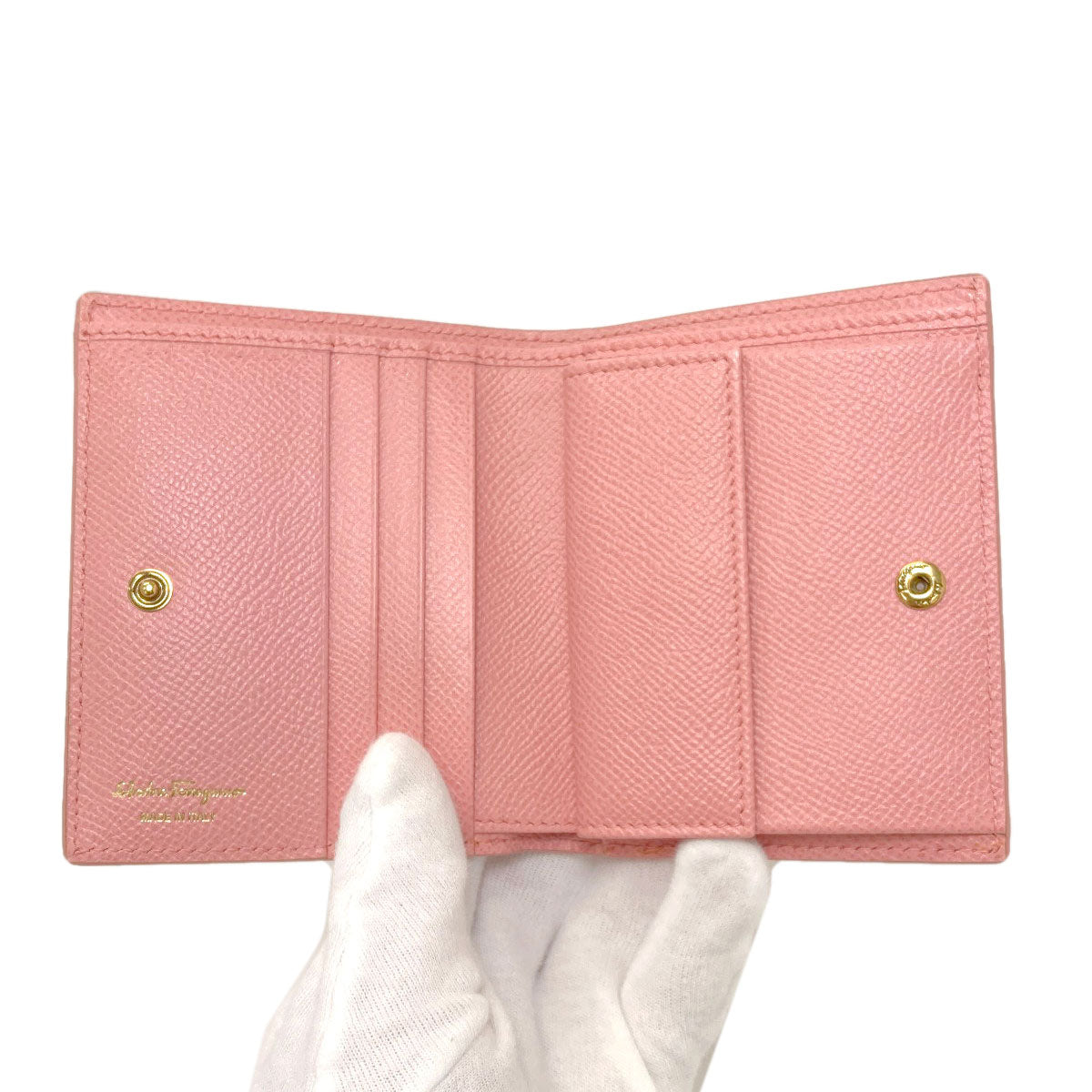 Salvatore Ferragamo GanciniHardware Bifold Wallet with Coin Pocket Leather Ladies [Used]