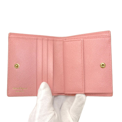 Salvatore Ferragamo GanciniHardware Bifold Wallet with Coin Pocket Leather Ladies [Used]