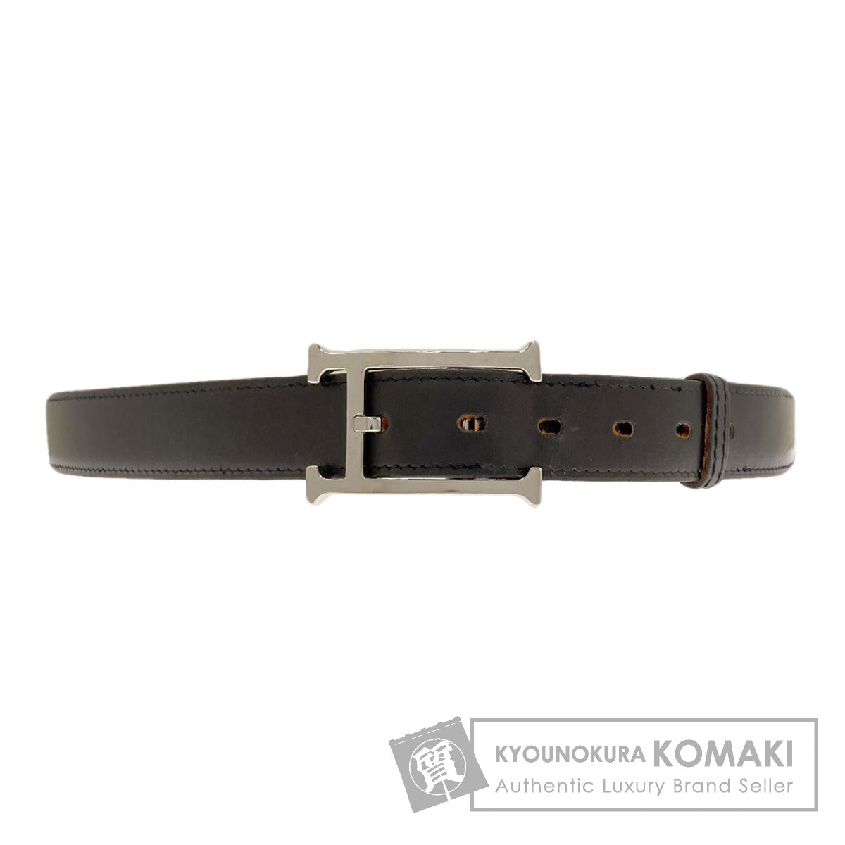 HERMES H-belt SilverHardware belt Box calf mens [Used]