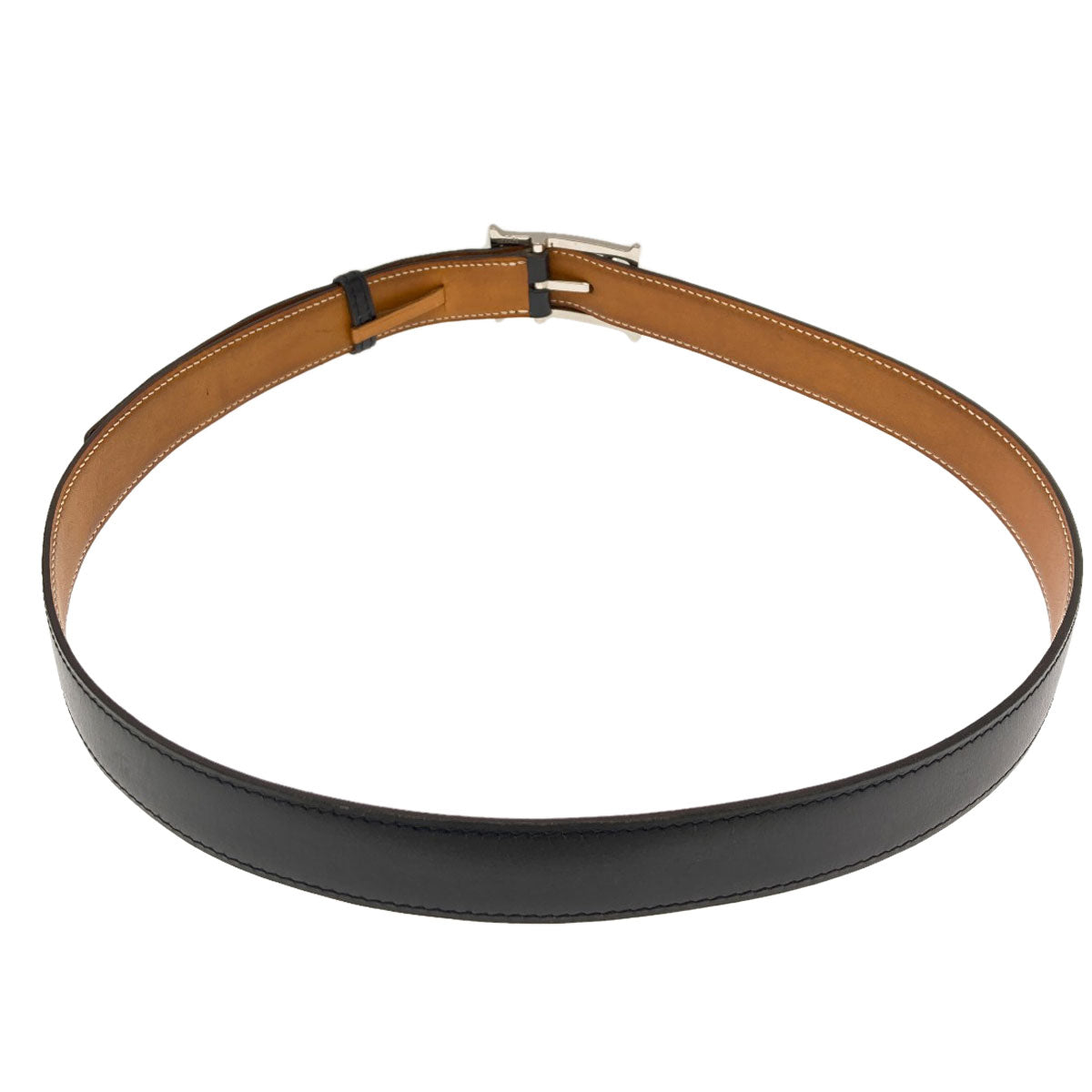 HERMES H-belt SilverHardware belt Box calf mens [Used]