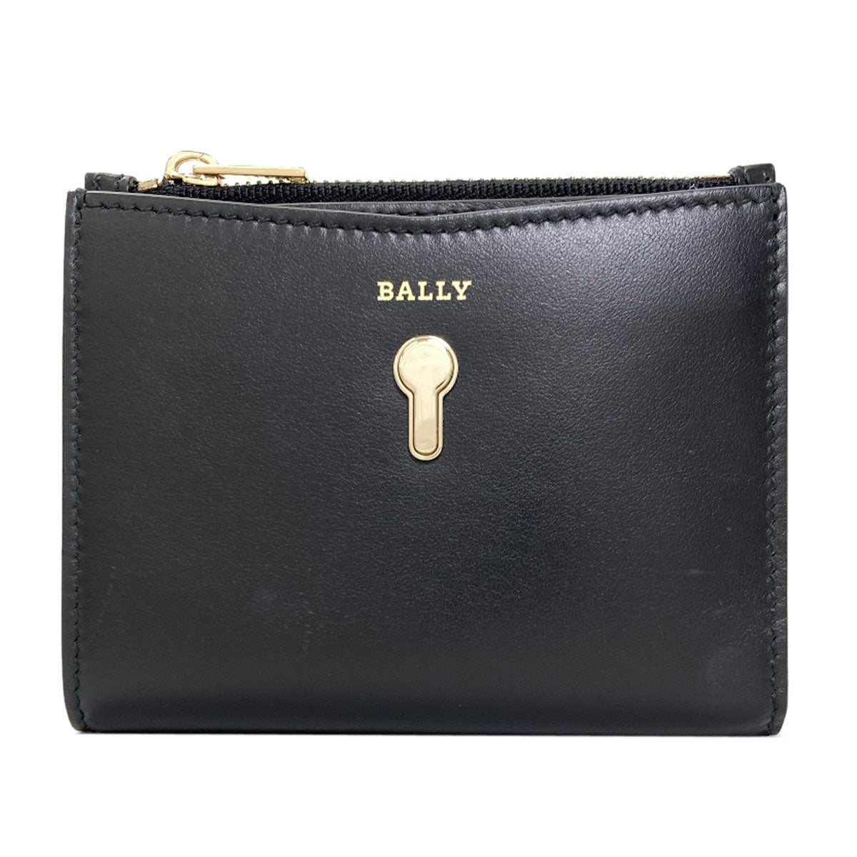 BALLY logo Bifold Wallet with Coin Pocket Leather Ladies [Used]