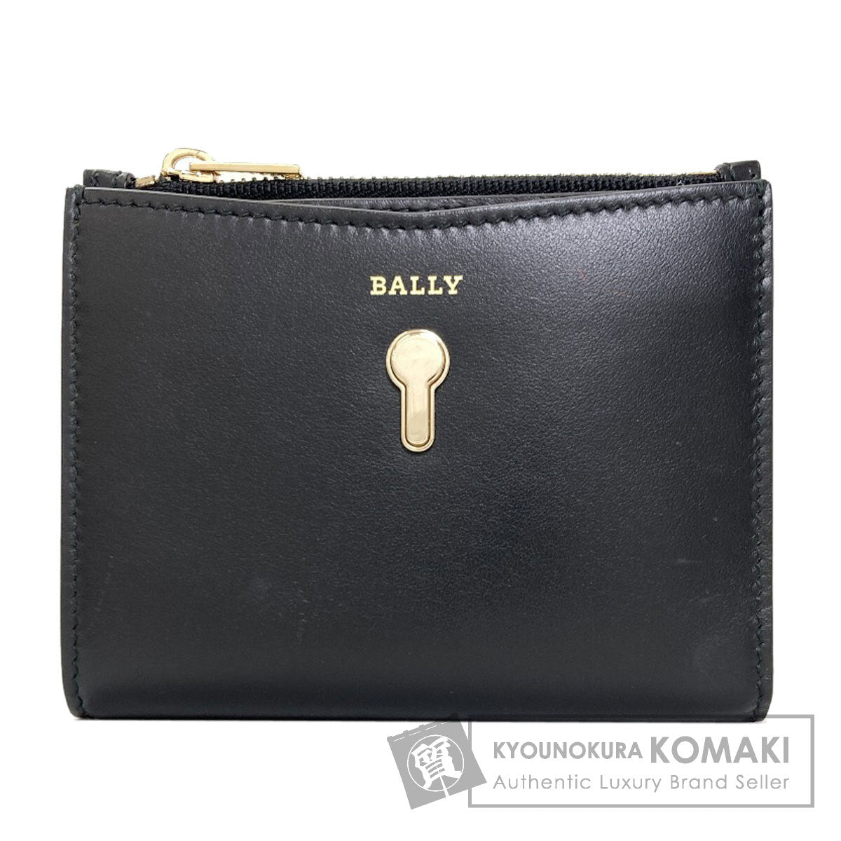 BALLY logo Bifold Wallet with Coin Pocket Leather Ladies [Used]
