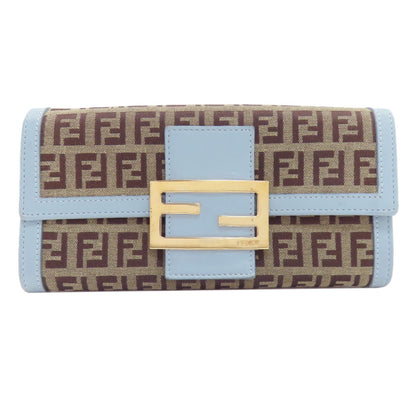 FENDI Zucchinopattern Long wallet (with coin pocket) Canvas Ladies [Used]