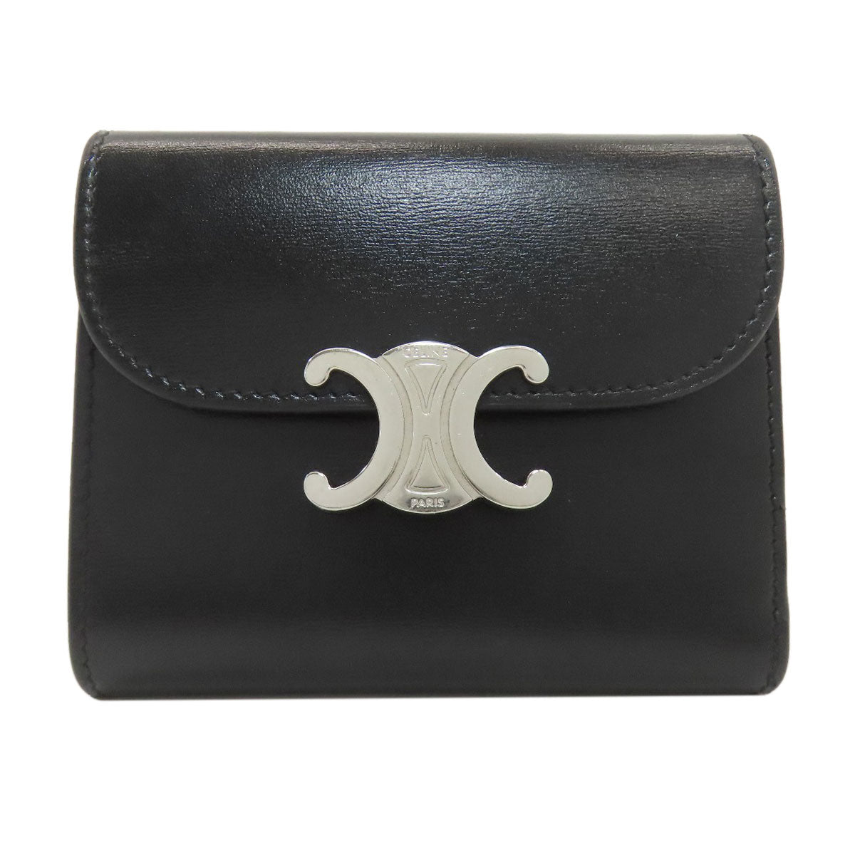 CELINE Triomphe Flap Tri-fold wallet (with Coin Pocket) Leather Ladies [Used]