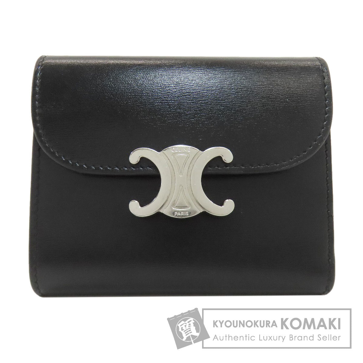 CELINE Triomphe Flap Tri-fold wallet (with Coin Pocket) Leather Ladies [Used]