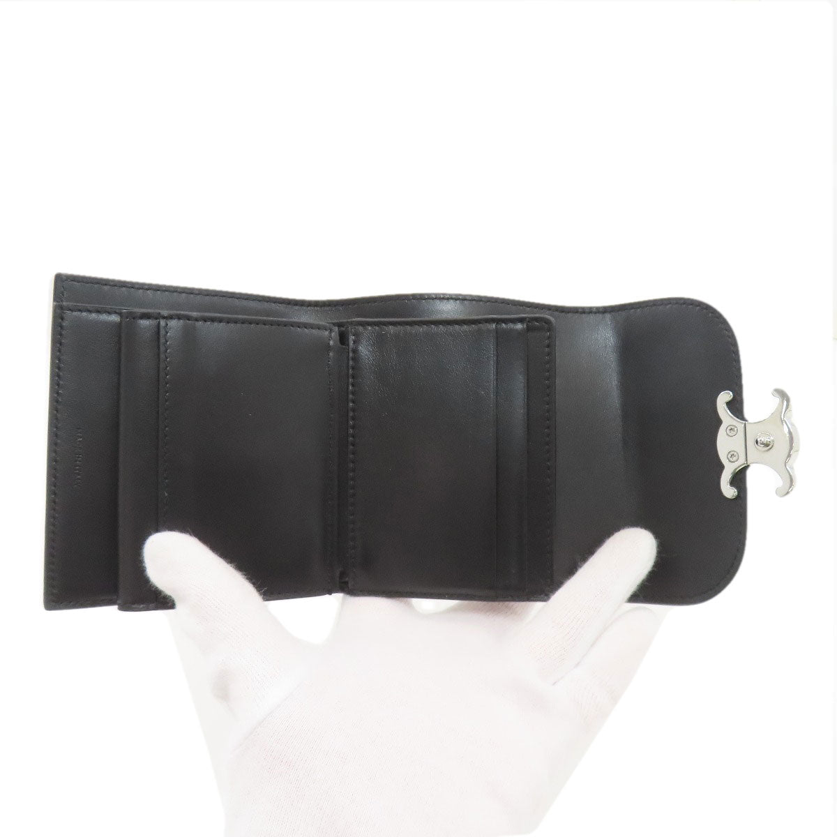 CELINE Triomphe Flap Tri-fold wallet (with Coin Pocket) Leather Ladies [Used]