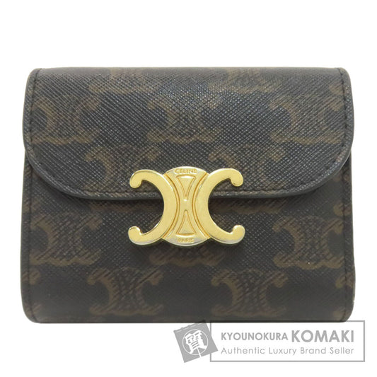 CELINE Triomphe Flap Tri-fold wallet (with Coin Pocket) PVC Ladies [Used]