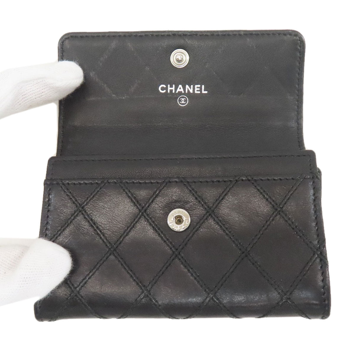 CHANEL Matelasse COCO Mark Card Case Leather Ladies [Used]