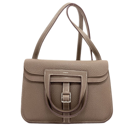 HERMES Alzan 25 Etoupe SilverHardware Handbag Taurillon Clemence Ladies [Used]