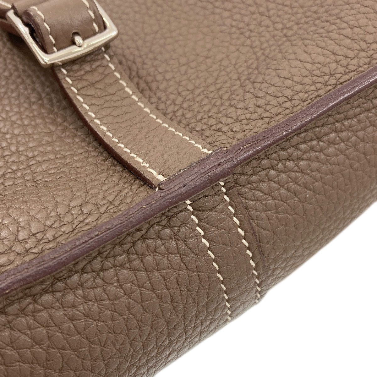 HERMES Alzan 25 Etoupe SilverHardware Handbag Taurillon Clemence Ladies [Used]