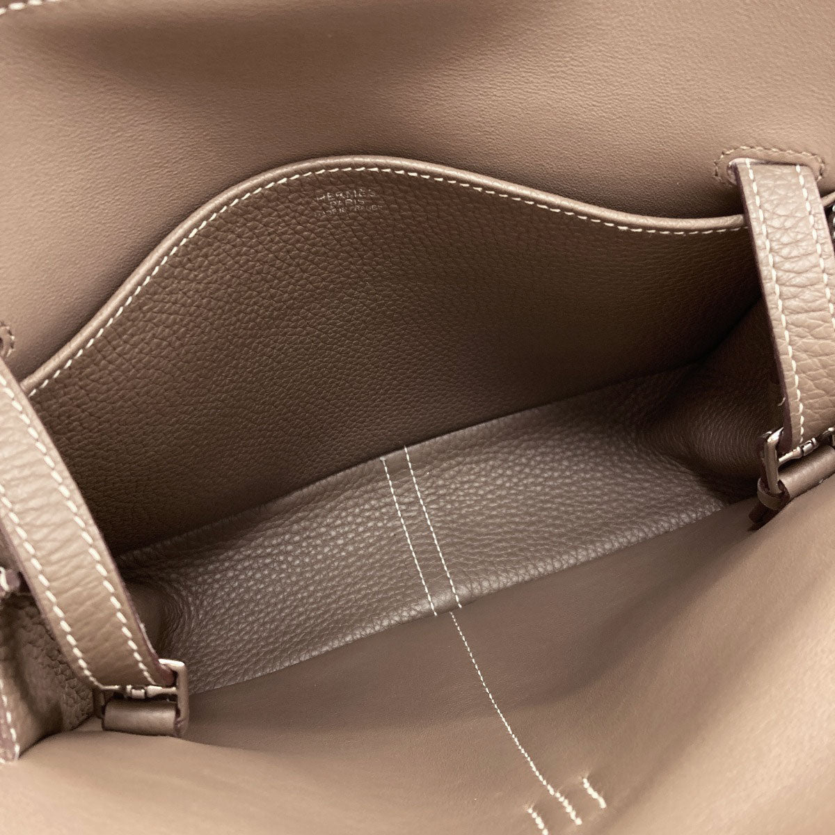 HERMES Alzan 25 Etoupe SilverHardware Handbag Taurillon Clemence Ladies [Used]