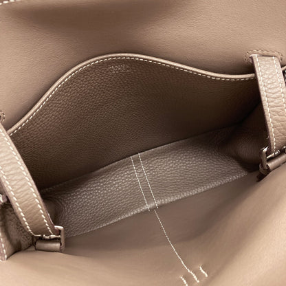 HERMES Alzan 25 Etoupe SilverHardware Handbag Taurillon Clemence Ladies [Used]