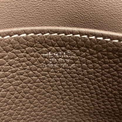 HERMES Alzan 25 Etoupe SilverHardware Handbag Taurillon Clemence Ladies [Used]