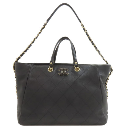 CHANEL Matelasse GoldHardware 2WAY Tote Bag Calf Ladies [Used]