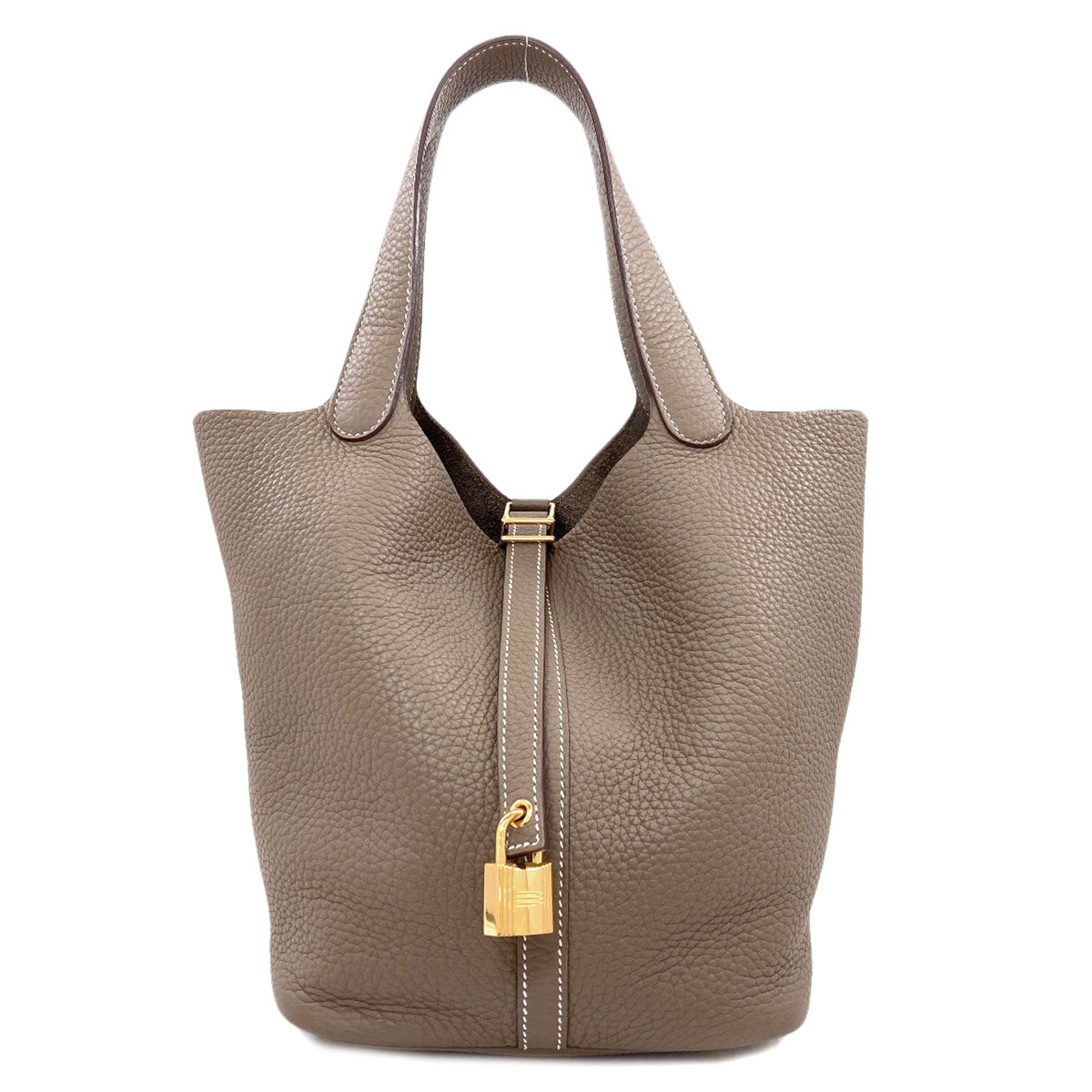 HERMES Picotin Lock MM Etoupe GoldHardware Handbag Taurillon Clemence Ladies [Used]