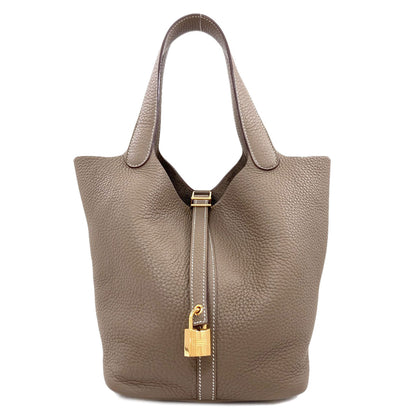 HERMES Picotin Lock MM Etoupe GoldHardware Handbag Taurillon Clemence Ladies [Used]
