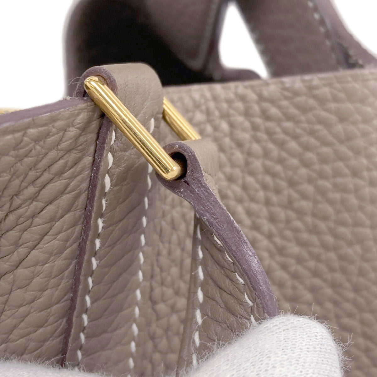 HERMES Picotin Lock MM Etoupe GoldHardware Handbag Taurillon Clemence Ladies [Used]