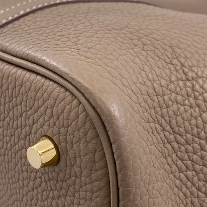 HERMES Picotin Lock MM Etoupe GoldHardware Handbag Taurillon Clemence Ladies [Used]