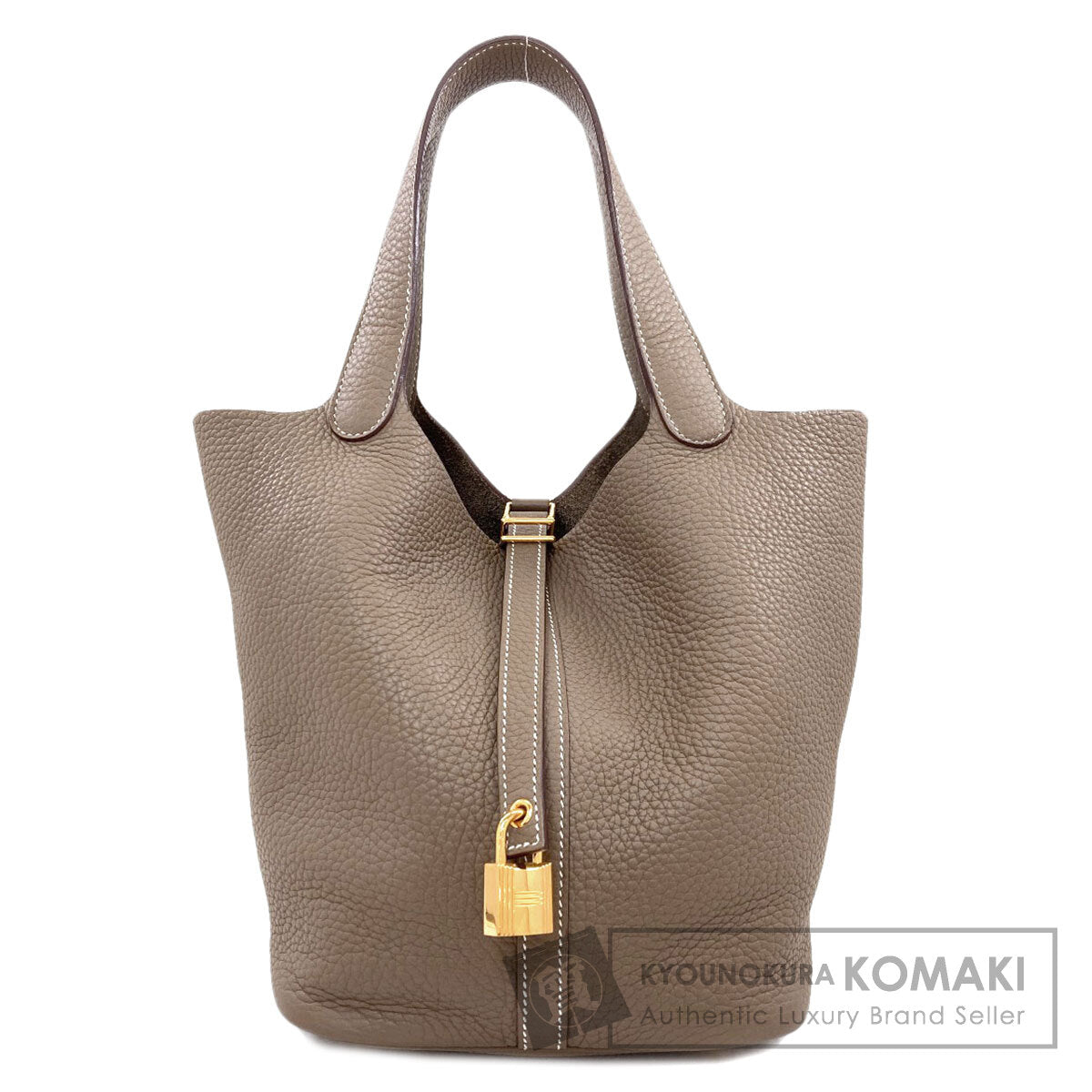 HERMES Picotin Lock MM Etoupe GoldHardware Handbag Taurillon Clemence Ladies [Used]