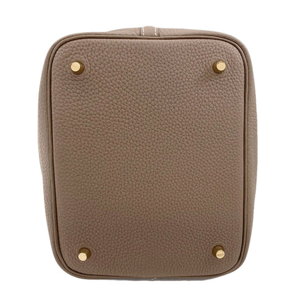 HERMES Picotin Lock MM Etoupe GoldHardware Handbag Taurillon Clemence Ladies [Used]