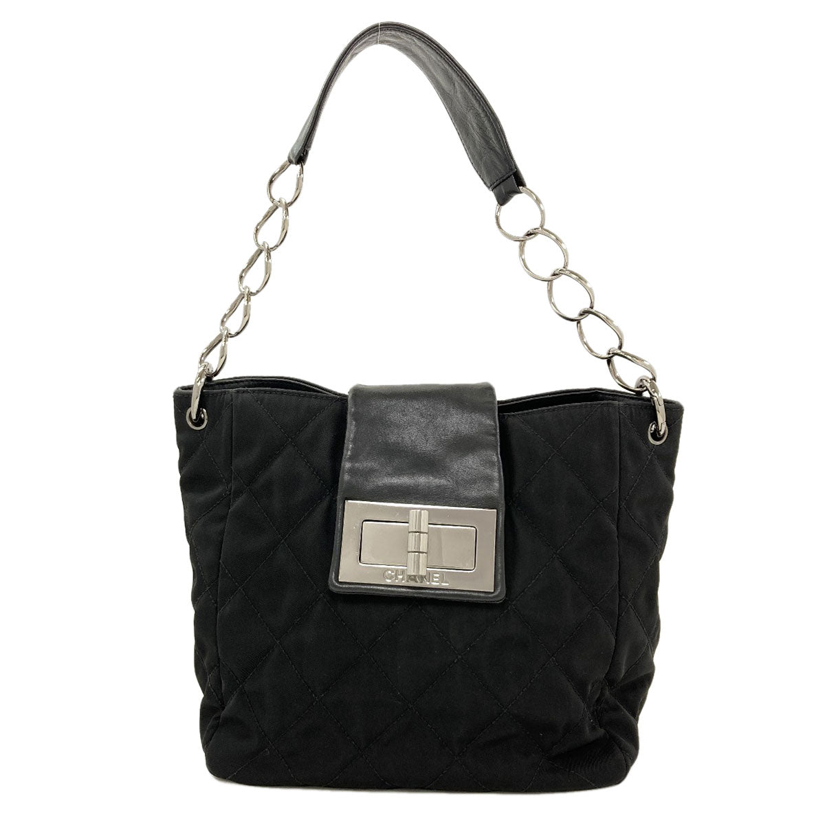 CHANEL Matelasse one belt SilverHardware Shoulder Bag Nylon CalfLadies [Used]