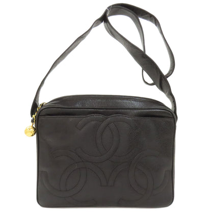 CHANEL Triple COCO Mark Gold Hardware Shoulder Bag Grained Calfskin Skin Ladies [Used]