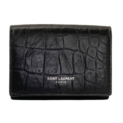SAINT LAURENT Embossed logo Bifold Wallet with Coin Pocket Leather Ladies [Used]