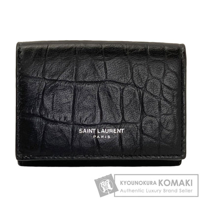SAINT LAURENT Embossed logo Bifold Wallet with Coin Pocket Leather Ladies [Used]