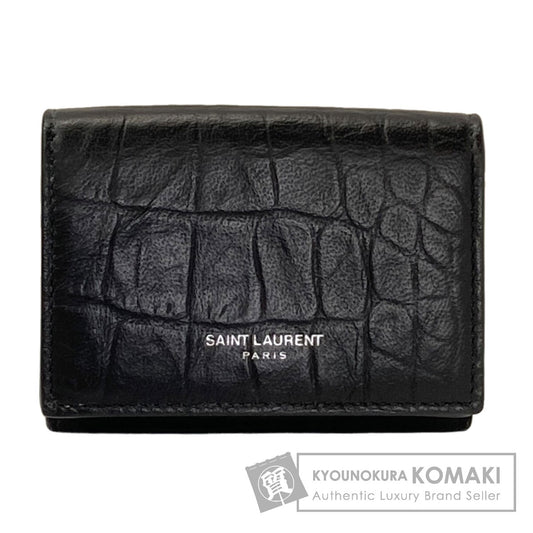 SAINT LAURENT Embossed logo Bifold Wallet with Coin Pocket Leather Ladies [Used]