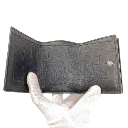 SAINT LAURENT Embossed logo Bifold Wallet with Coin Pocket Leather Ladies [Used]