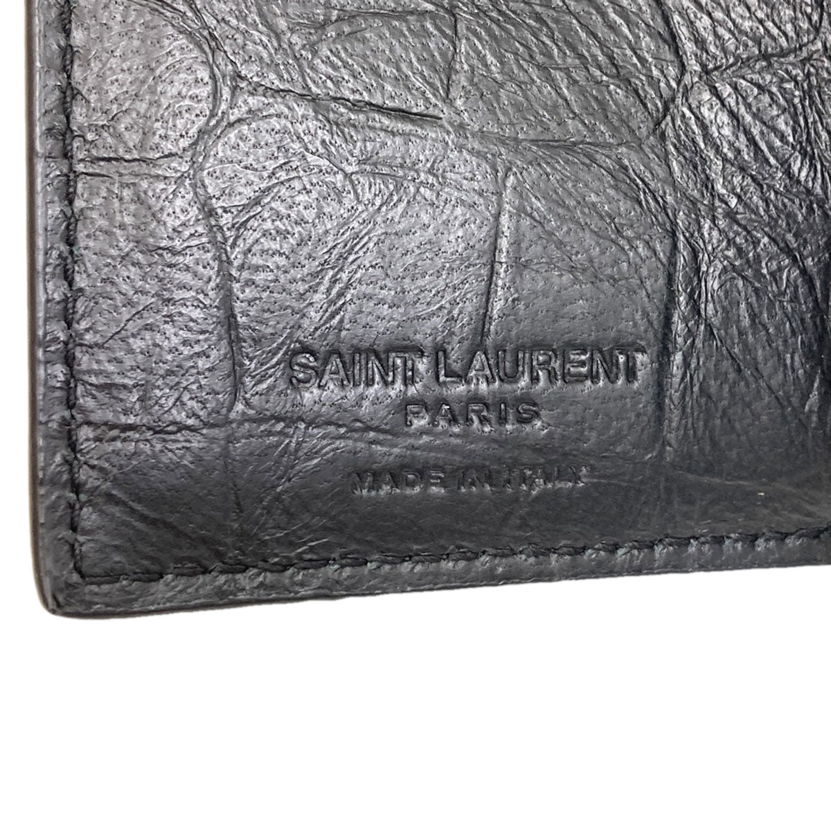 SAINT LAURENT Embossed logo Bifold Wallet with Coin Pocket Leather Ladies [Used]