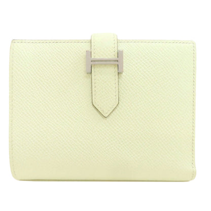 HERMES Bearn Compact Veil Fizz SilverHardware Bifold Wallet with Coin Pocket Epsom Ladies [Used]