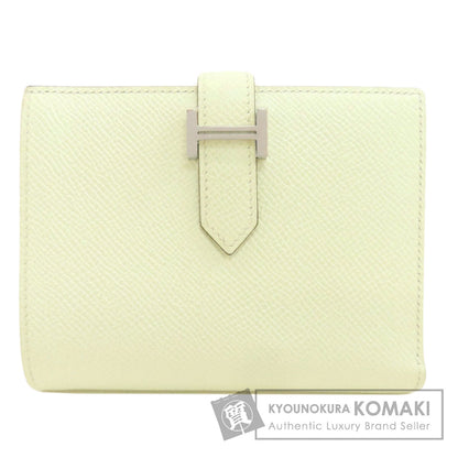 HERMES Bearn Compact Veil Fizz SilverHardware Bifold Wallet with Coin Pocket Epsom Ladies [Used]