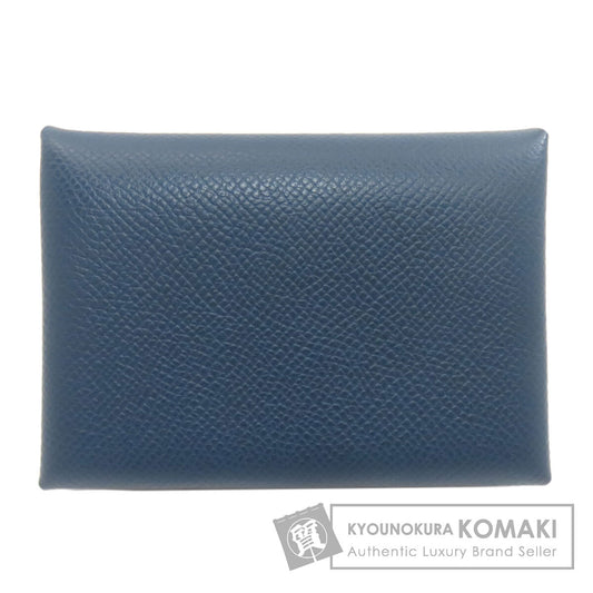 HERMES Calvi Duo Verso SilverHardware Card Case Calf Ladies [Used]
