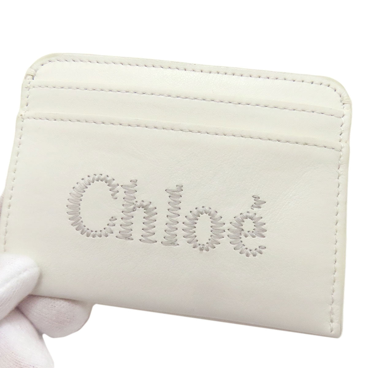 CHLOE logo Card Case Leather Ladies [Used]