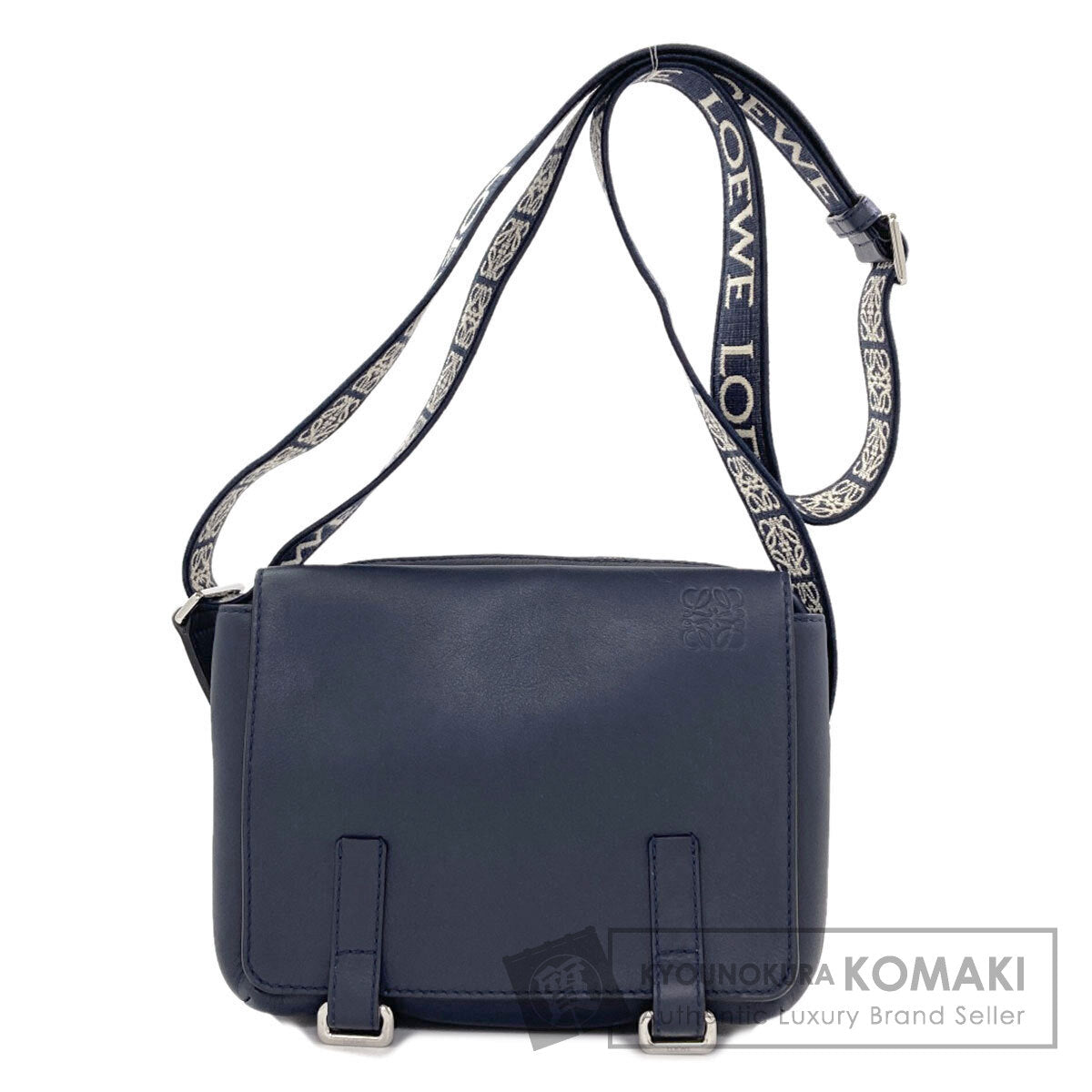 LOEWE Military Messenger Bag XS Anagram Shoulder Bag Calf mens [Used]