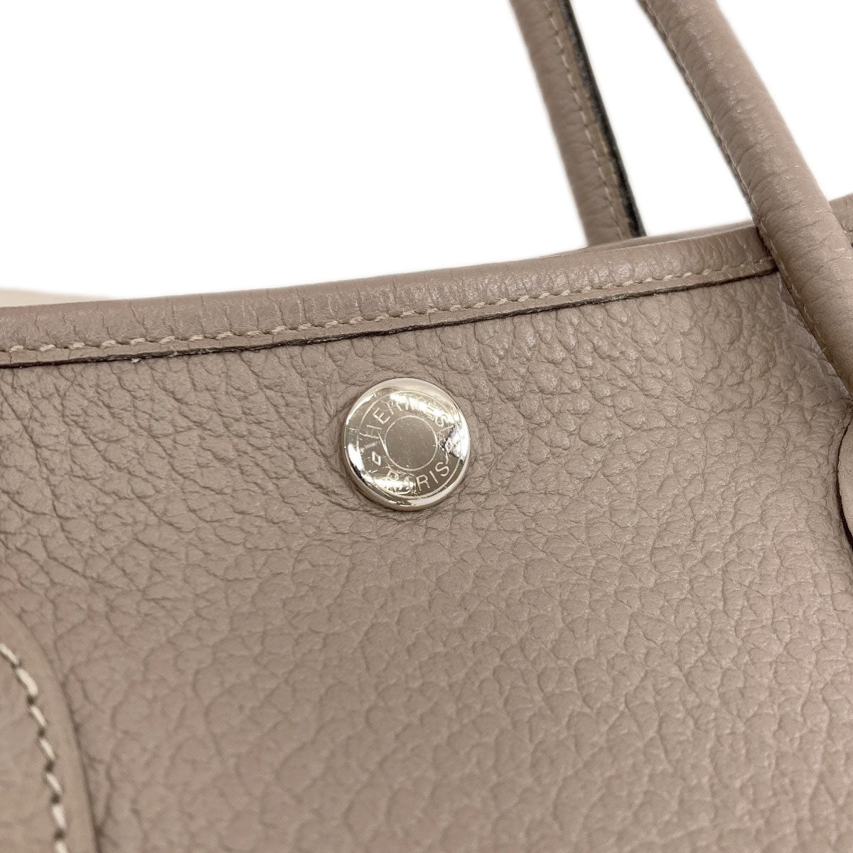 HERMES Garden Party TPM Gri Asphalt SilverHardware Handbag Vache leather country Ladies [Used]