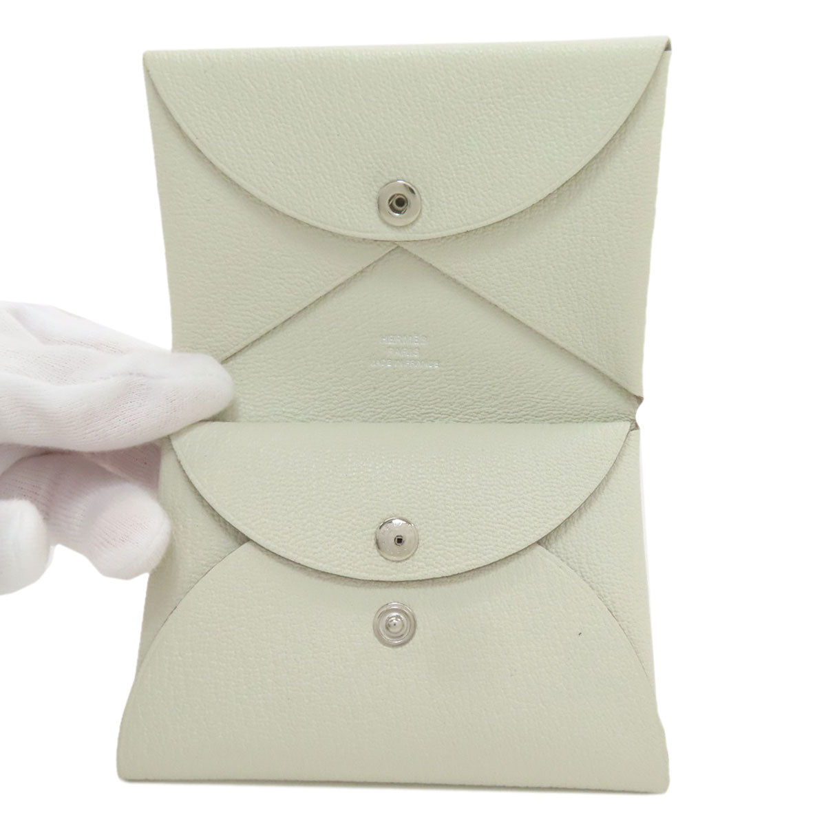 HERMES Calvi Duo SilverHardware Card Case Chevre Ladies [Used]
