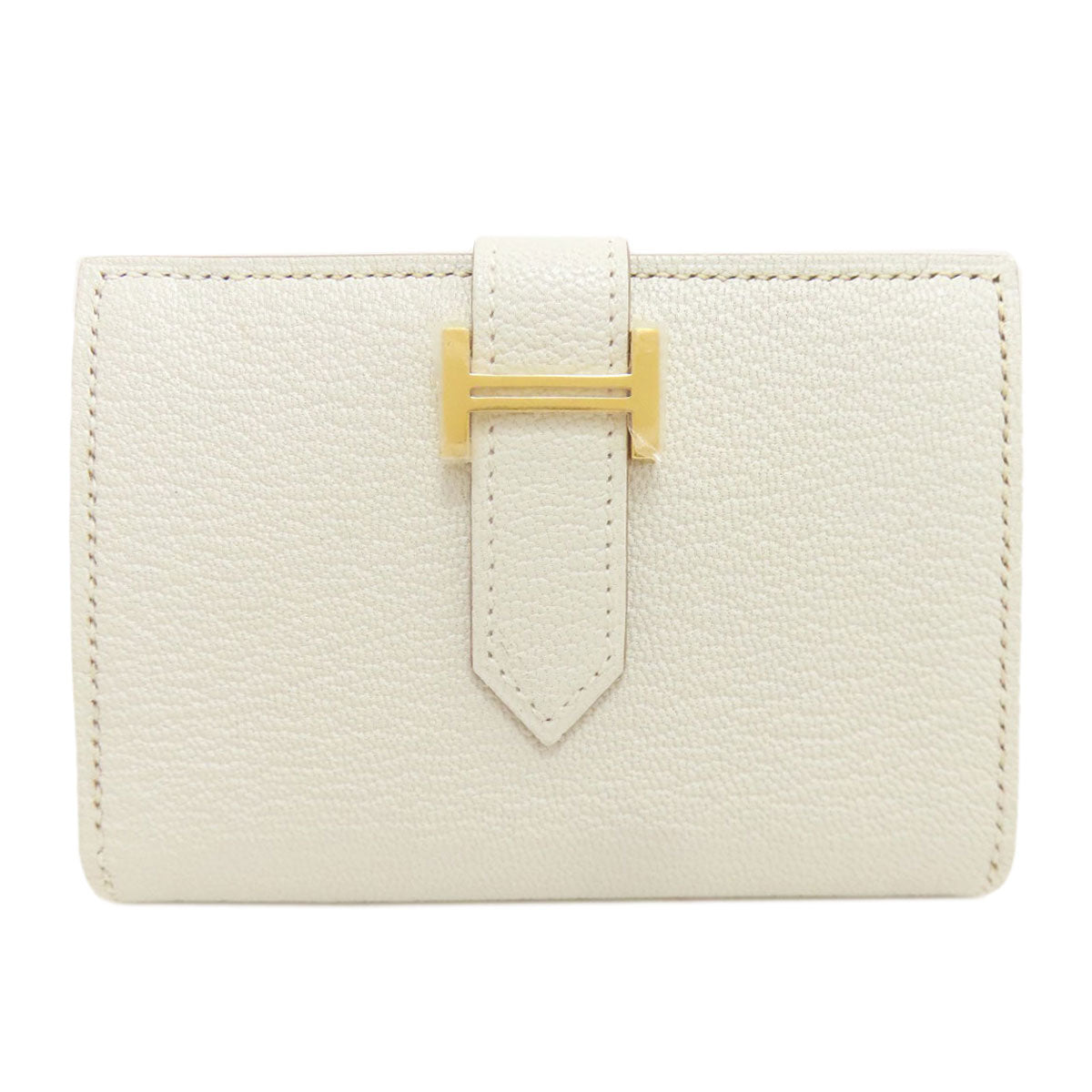 HERMES Bearn Gold Hardware Card Case Chevre Ladies [Used]