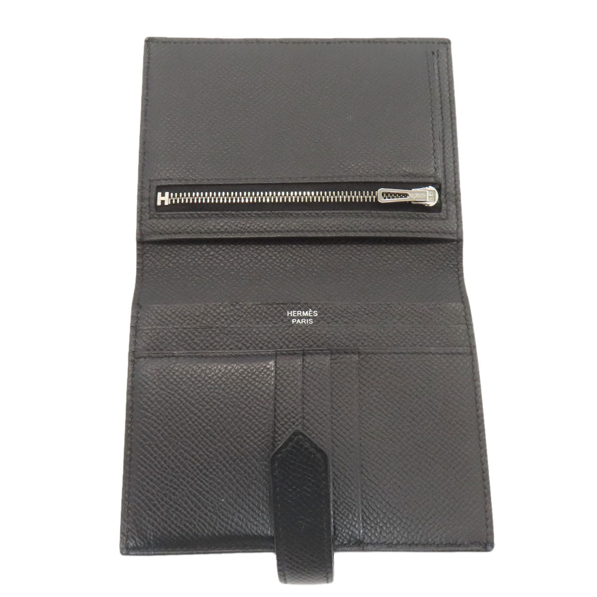 HERMES Bearn Compact SilverHardware Bifold Wallet with Coin Pocket Epsom Ladies [Used]