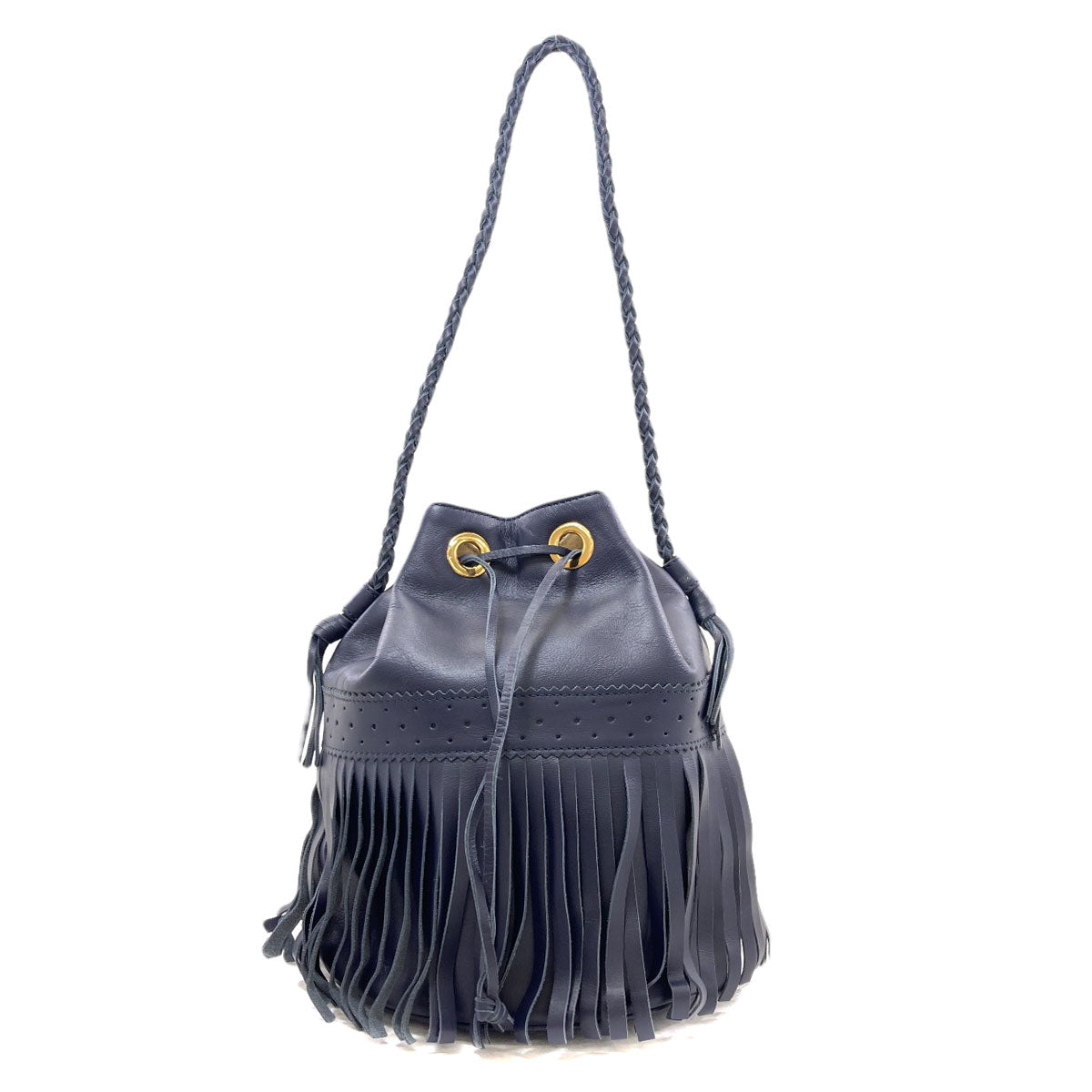 J&M Davidson Fringe drawstring bag Shoulder Bag Leather Ladies [Used]